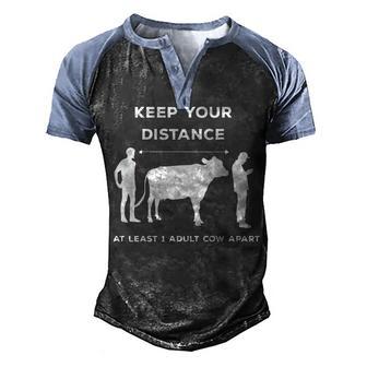 Keep Your Distance Adult Cow D010 0822A Men's Henley Shirt Raglan Sleeve 3D Print T-shirt - Thegiftio UK