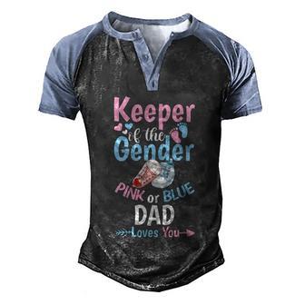 Keeper Of The Gender Pink Or Blue Dad Loves You Baby Shower Gift Graphic Design Printed Casual Daily Basic Men's Henley Shirt Raglan Sleeve 3D Print T-shirt - Thegiftio UK