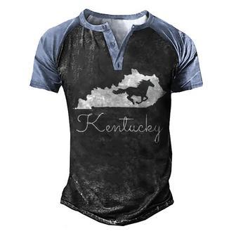 Kentucky Horse Map State Men's Henley Shirt Raglan Sleeve 3D Print T-shirt - Thegiftio UK