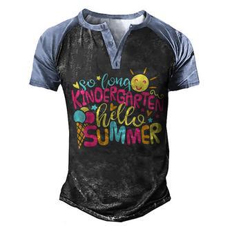Kids So Long Kindergarten Hello Summer Girl Last Day School V2 Men's Henley Shirt Raglan Sleeve 3D Print T-shirt - Thegiftio UK