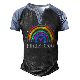 Kinder Crew Kindergarten Teacher & Student Rainbow Heart V3 Men's Henley Shirt Raglan Sleeve 3D Print T-shirt - Thegiftio UK