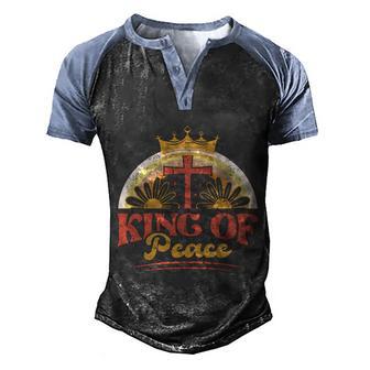 King Of Peace Graphic Design Printed Casual Daily Basic Men's Henley Shirt Raglan Sleeve 3D Print T-shirt - Thegiftio UK