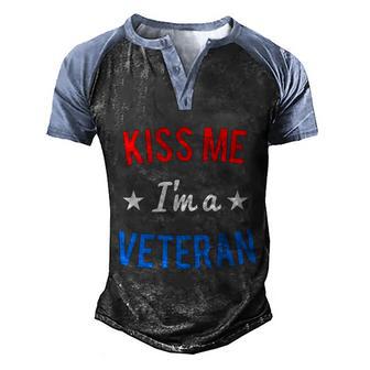 Kiss Me Im A Veteran Graphic Design Printed Casual Daily Basic Men's Henley Shirt Raglan Sleeve 3D Print T-shirt - Thegiftio UK