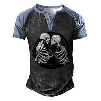 Kissing Skeletons In Love Graphic Design Printed Casual Daily Basic Men's Henley Shirt Raglan Sleeve 3D Print T-shirt - Thegiftio UK
