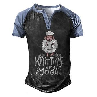 Knitting Is My Yoga Cute Wool Sheep Which Is Knitting Tshirt Graphic Design Printed Casual Daily Basic Men's Henley Shirt Raglan Sleeve 3D Print T-shirt - Thegiftio UK
