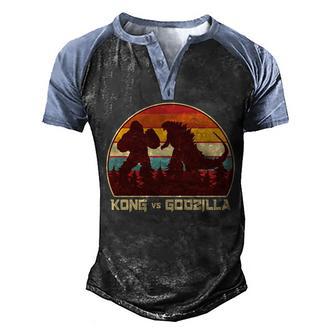 Kong Verses Zilla Monster Vintage Retro Graphic Design Printed Casual Daily Basic Men's Henley Shirt Raglan Sleeve 3D Print T-shirt - Thegiftio UK