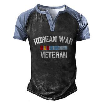 Korean War Veteran Pride Korea Service Ribbon Gift V2 Men's Henley Shirt Raglan Sleeve 3D Print T-shirt - Thegiftio UK