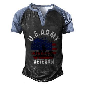 Kropsis Veteran Patriotic US Army American Flag Graphic Design Printed Casual Daily Basic Men's Henley Shirt Raglan Sleeve 3D Print T-shirt - Thegiftio UK
