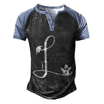 L Name Charater Ghost Boo Halloween Quote Graphic Design Printed Casual Daily Basic Men's Henley Shirt Raglan Sleeve 3D Print T-shirt - Thegiftio UK