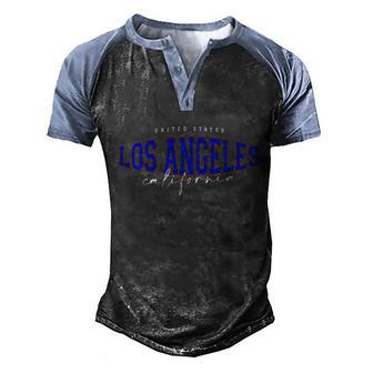 La Los Angeles California Vintage Graphic Design Printed Casual Daily Basic Men's Henley Shirt Raglan Sleeve 3D Print T-shirt - Thegiftio UK