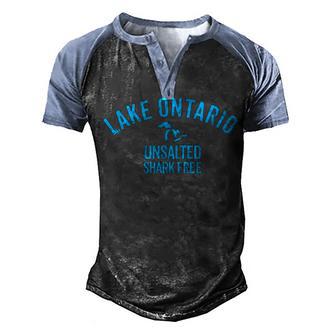 Lake Ontario Unsalted Shark Free Great Lakes Men's Henley Shirt Raglan Sleeve 3D Print T-shirt - Thegiftio UK