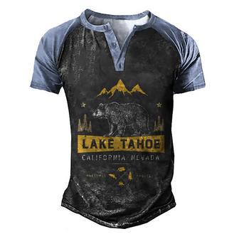 Lake Tahoe Gift California Nevada Vintage Bear Funny Gift Graphic Design Printed Casual Daily Basic Men's Henley Shirt Raglan Sleeve 3D Print T-shirt - Thegiftio UK