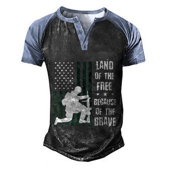 Land Of The Free Because Of The Brave Patriotic Military Graphic Design Printed Casual Daily Basic Men's Henley Shirt Raglan Sleeve 3D Print T-shirt - Thegiftio UK