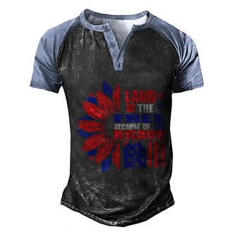 Land Of The Free Because Of The Brave Veteran Gift Graphic Design Printed Casual Daily Basic Men's Henley Shirt Raglan Sleeve 3D Print T-shirt - Thegiftio UK
