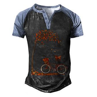 Leaf Fall Cycling Dachshund Men's Henley Shirt Raglan Sleeve 3D Print T-shirt - Thegiftio UK
