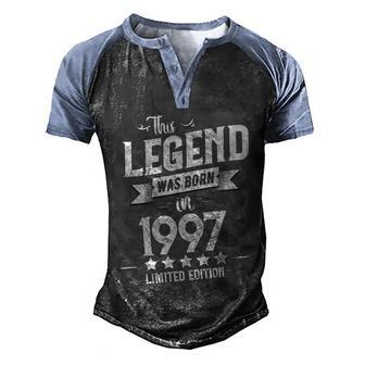 Legend Since 1997 25 Birthday Gift Vintage Cool Gift Men's Henley Shirt Raglan Sleeve 3D Print T-shirt - Thegiftio UK