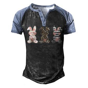 Leopard Easter Bunny Rabbit Trio Cute Easter Day Men's Henley Shirt Raglan Sleeve 3D Print T-shirt - Thegiftio UK