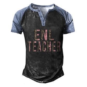 Leopard Enl Teacher Supplies For Teachers Gift Men's Henley Shirt Raglan Sleeve 3D Print T-shirt - Thegiftio UK