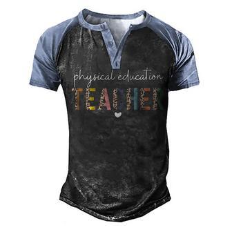 Leopard Pe Teacher Phys Ed Cute Back To School Supplie Women Men's Henley Shirt Raglan Sleeve 3D Print T-shirt - Thegiftio UK