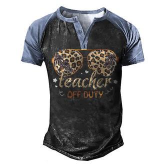 Leopard Print Sunglasses Teacher Off Duty Last Day Of School Men's Henley Shirt Raglan Sleeve 3D Print T-shirt - Thegiftio UK