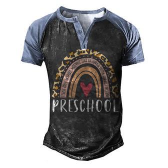 Leopard Rainbow Preschool Teacher Prek Back To School Women Men's Henley Shirt Raglan Sleeve 3D Print T-shirt - Thegiftio UK