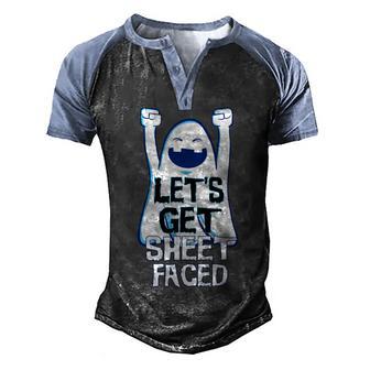 Lets Get Sheet Faced Graphic Design Printed Casual Daily Basic Men's Henley Shirt Raglan Sleeve 3D Print T-shirt - Thegiftio UK