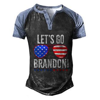 Lets Go Brandon Us Flag Sunglasses Vintage Graphic Design Printed Casual Daily Basic Men's Henley Shirt Raglan Sleeve 3D Print T-shirt - Thegiftio UK