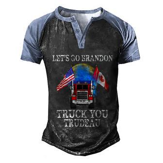 Lets Go Truck You Trudeau Usa Canada Flag Truckers Vintage Graphic Design Printed Casual Daily Basic Men's Henley Shirt Raglan Sleeve 3D Print T-shirt - Thegiftio UK