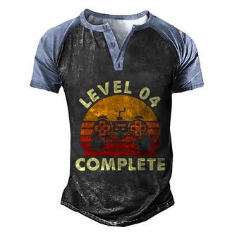 Level 4 Complete Vintage Funny Gift Celebrate 4Th Wedding Men's Henley Shirt Raglan Sleeve 3D Print T-shirt - Thegiftio UK