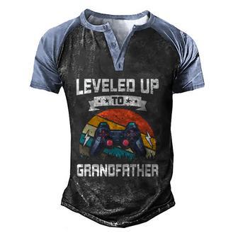 Leveled Up To Grandfather Funny Video Gamer Gaming Gift Men's Henley Shirt Raglan Sleeve 3D Print T-shirt - Thegiftio UK