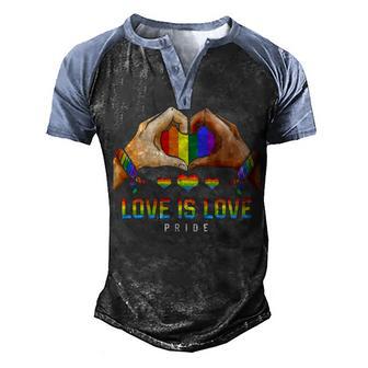 Lgbt Love Is Love Pride Men's Henley Shirt Raglan Sleeve 3D Print T-shirt - Thegiftio UK