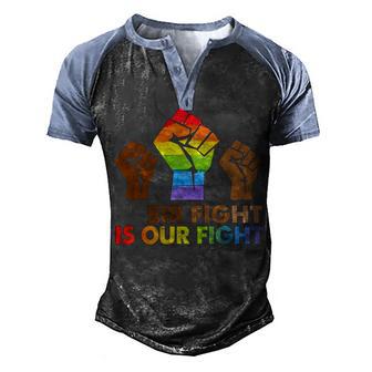 Lgbt Their Fight Is Our Fight Men's Henley Shirt Raglan Sleeve 3D Print T-shirt - Thegiftio UK