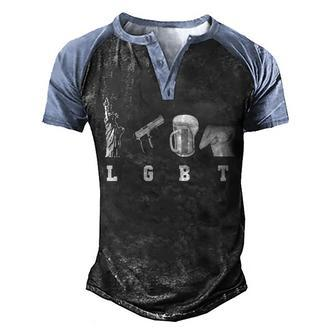 Liberty Guns Beer Men's Henley Shirt Raglan Sleeve 3D Print T-shirt - Seseable