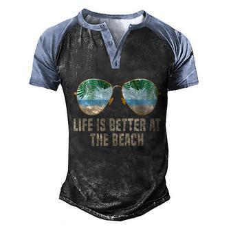 Life Is Better At The Beach Vacation Beach Summer Sunglasses Gift Graphic Design Printed Casual Daily Basic Men's Henley Shirt Raglan Sleeve 3D Print T-shirt - Thegiftio UK