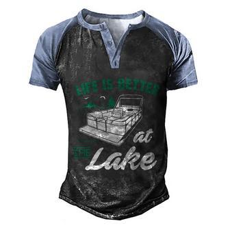 Life Is Better At The Lake Pontoon Boat Retro Men's Henley Shirt Raglan Sleeve 3D Print T-shirt - Thegiftio UK