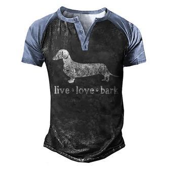 Live Love Bark Dachshund Graphic Design Printed Casual Daily Basic Men's Henley Shirt Raglan Sleeve 3D Print T-shirt - Thegiftio UK