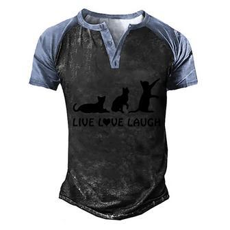 Live Love Laugh Black Cat Animals Dark Soul Cat Men's Henley Shirt Raglan Sleeve 3D Print T-shirt - Thegiftio UK