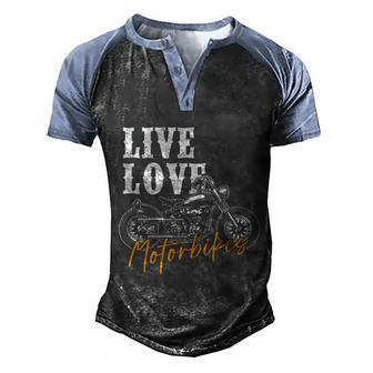 Live Love Motorbike Motorcycle Lover Graphic Men's Henley Shirt Raglan Sleeve 3D Print T-shirt - Thegiftio UK
