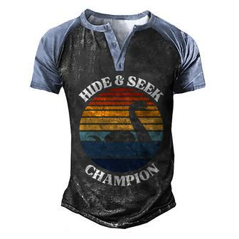 Loch Ness Monster Vintage Sunset Meaningful Gift Hide And Seek Champion Gift Men's Henley Shirt Raglan Sleeve 3D Print T-shirt - Monsterry