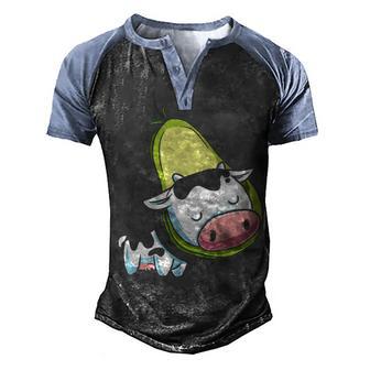 Love Avocado And Cow Avocado Halloween Costume Men's Henley Shirt Raglan Sleeve 3D Print T-shirt - Thegiftio UK
