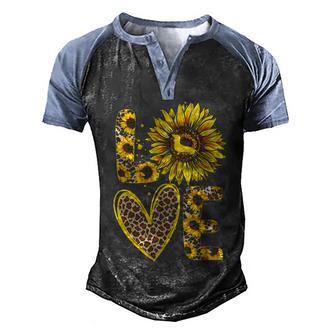 Love Dachshund Sunflower Graphic Design Printed Casual Daily Basic Men's Henley Shirt Raglan Sleeve 3D Print T-shirt - Thegiftio UK