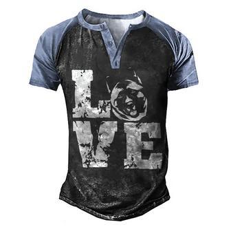 Love Dog Akita Men's Henley Shirt Raglan Sleeve 3D Print T-shirt - Thegiftio UK