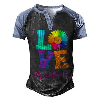 Love Granny Life Gift Men's Henley Shirt Raglan Sleeve 3D Print T-shirt - Thegiftio UK