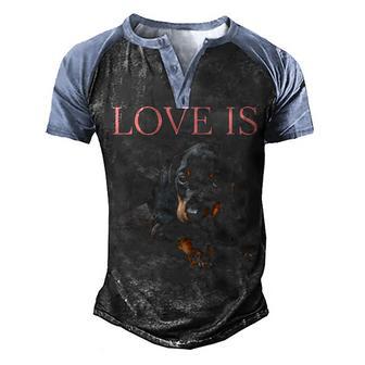 Love Is Dachshund 2 Men's Henley Shirt Raglan Sleeve 3D Print T-shirt - Thegiftio UK