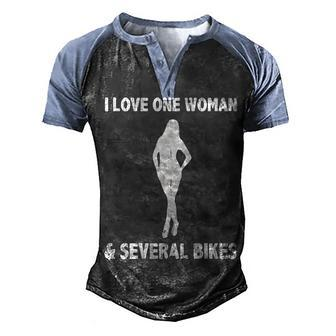Love One Woman & Several Bikes Men's Henley Shirt Raglan Sleeve 3D Print T-shirt - Seseable