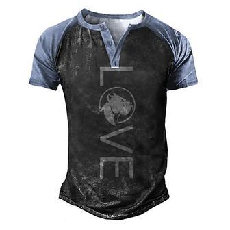 Love Pitbull Terrier 2 Men's Henley Shirt Raglan Sleeve 3D Print T-shirt - Thegiftio UK
