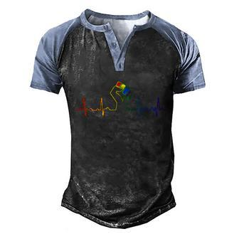Lovely Lgbt Gay Pride Power Fist Heartbeat Lgbtq Lesbian Gay Meaningful Gift Men's Henley Shirt Raglan Sleeve 3D Print T-shirt - Monsterry DE