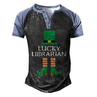 Lucky Librarian St Patricks Day Leprechaun Book Lover Read Gift Graphic Design Printed Casual Daily Basic Men's Henley Shirt Raglan Sleeve 3D Print T-shirt - Thegiftio UK