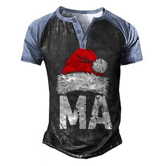 Ma Santa Christmas Family Xmas Gifts Men's Henley Shirt Raglan Sleeve 3D Print T-shirt - Thegiftio UK