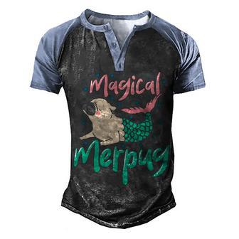 Magical Merpug Pug Lovers Men's Henley Shirt Raglan Sleeve 3D Print T-shirt - Thegiftio UK